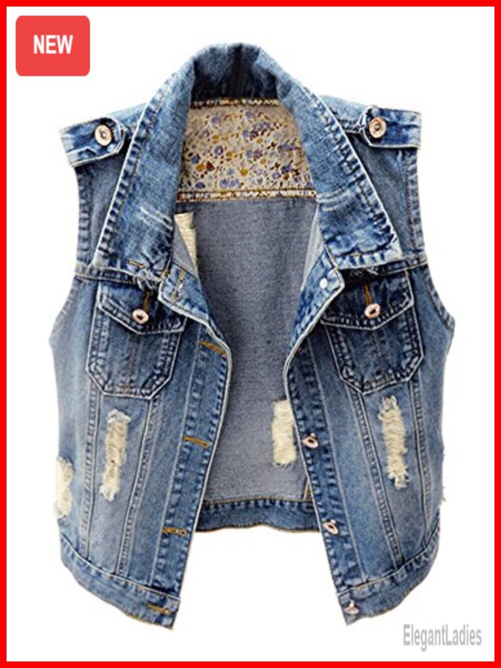 Kedera Denim Vest for Women Button Down Sleeveless